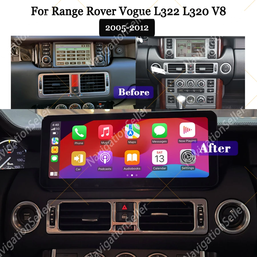 

Aftermarket Replacement Radio Unit Wireless Apple CarPlay Retrofit Android System For Range Rover Vogue L322 L320 2005-2012 DAB