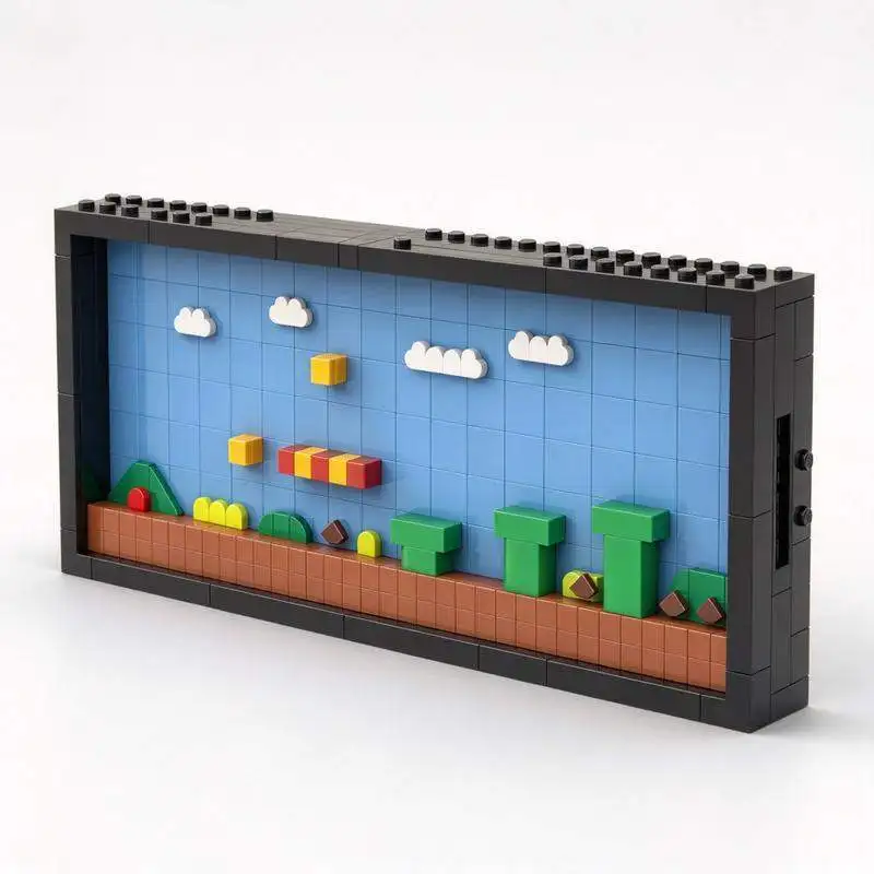 1742PCS Retro Pixel Game Level Scene Building Blocks Classic Platform World Model Custom Puzzle DIY Assembly Display Toy Gift