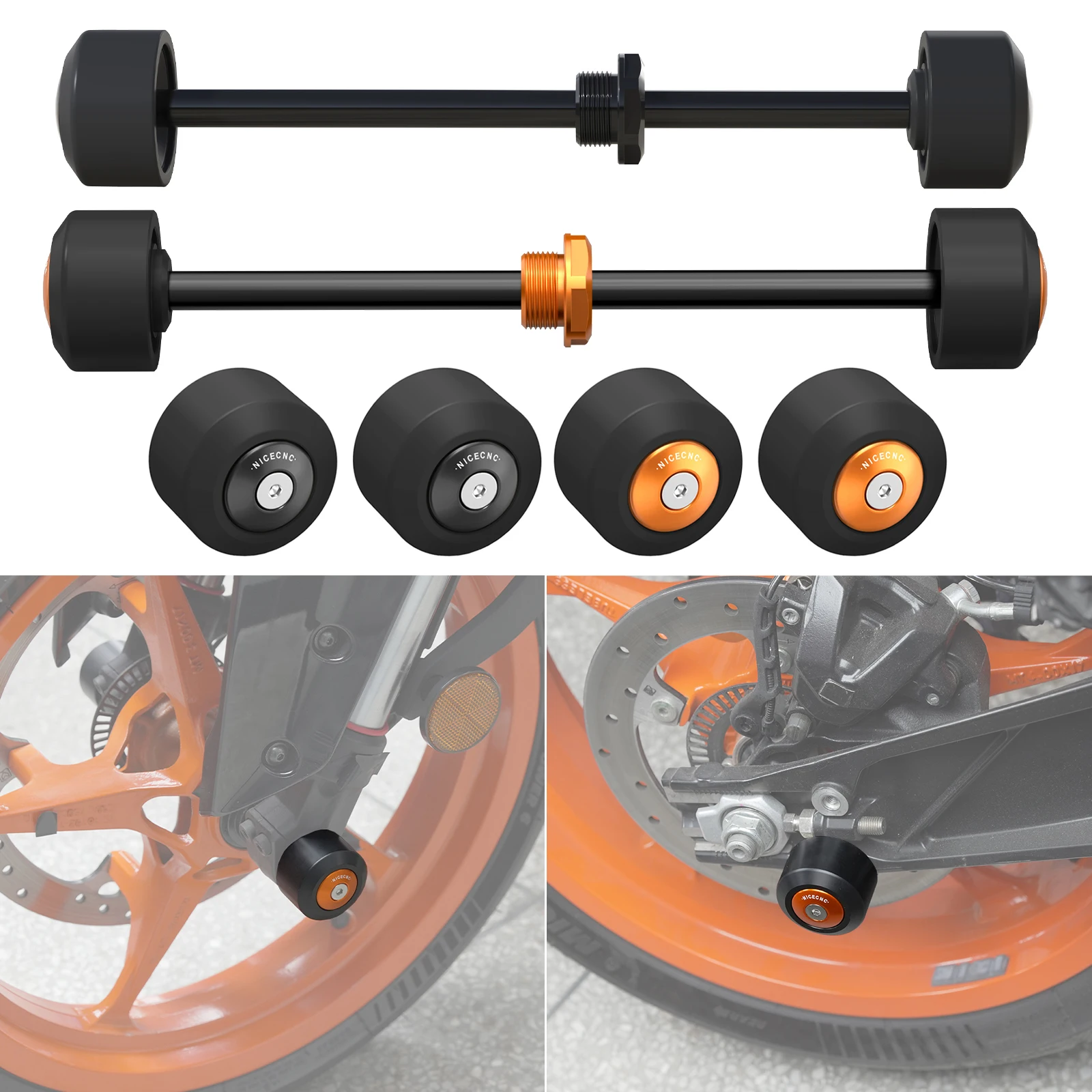 

For 2025 KTM 390 Adventure R/X Motorcytcle Front/Rear Wheel Fork Axle Sliders for KTM RC390 2022-2024 250 390 Duke 2024-2025