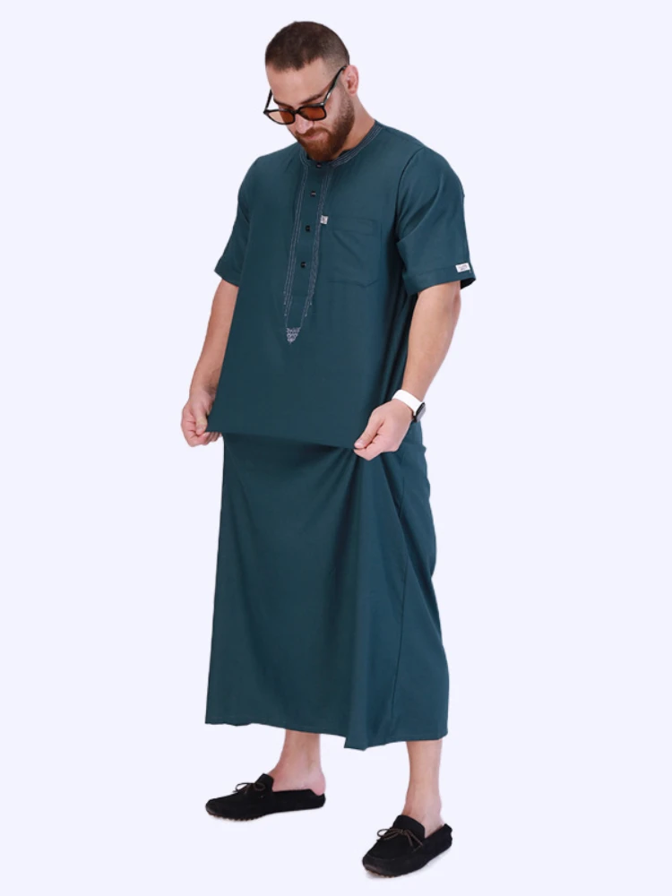 Eid Muslim Jubba Thobe Men Ramadan Embroidery Long Robe Kaftan Kimono Saudi Musulman Abaya Dubai Arab Turkey Islamic Clothing