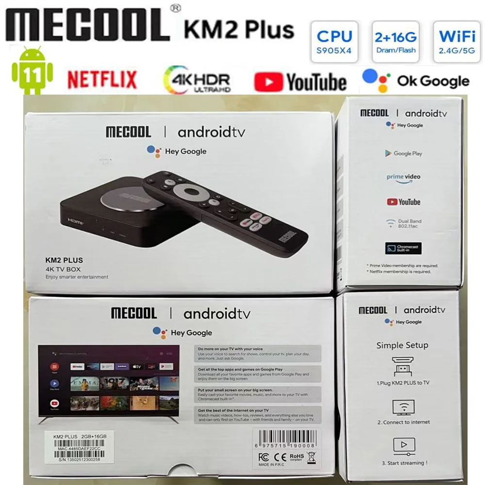 【正規品】Mecool KM2 Plus/Deluxe TVボックス 4K Google Netflix認証 USB3.0 Prime Video マルチストリーマー HDR10 BT5 PK KM2/KM7 Plus