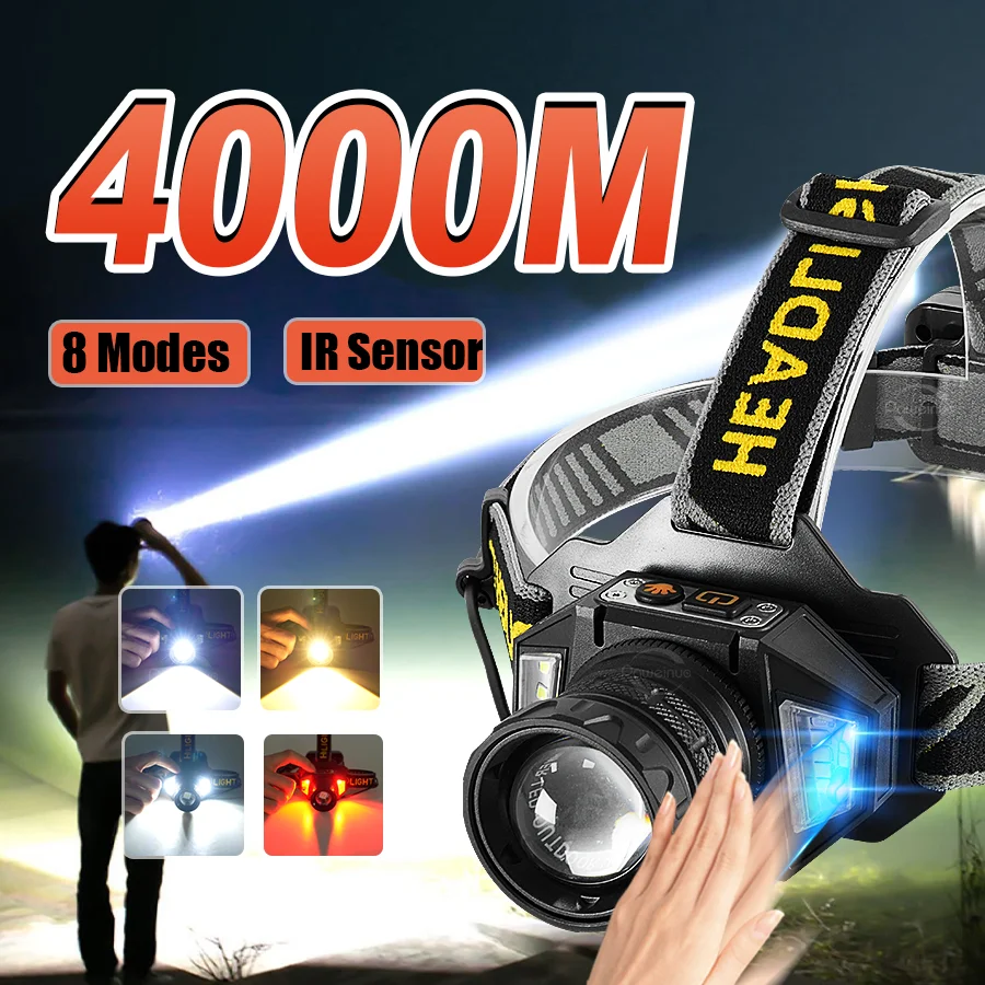 High Power LED Head Flashlight USB Rechargeable Head Lantern Zoomable Super Bright Headlamp Waterproof Camping Fishing Head Lamp