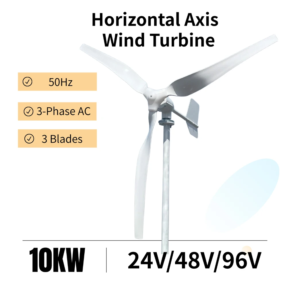 High Efficiency 5000w 3000w 10000w Wind Turbine Generator Glass Fiber Blades 24v 48v 96v Home Appliance Wind Power Generator