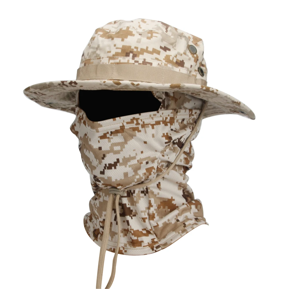 2 Teile/satz Männer der Sonnenschutz Breite Krempe Hut Mit Balaclava Mix Set Atmungsaktive Jagd Hut Outdoor Camping Wandern Angeln Kappe