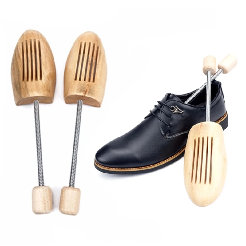 1Pair Shoe Stretcher Wood Spring Adjustable Shoe Shaped Shoe Lasts Sweat-absorbing Men Portable Household Shoe 87HA