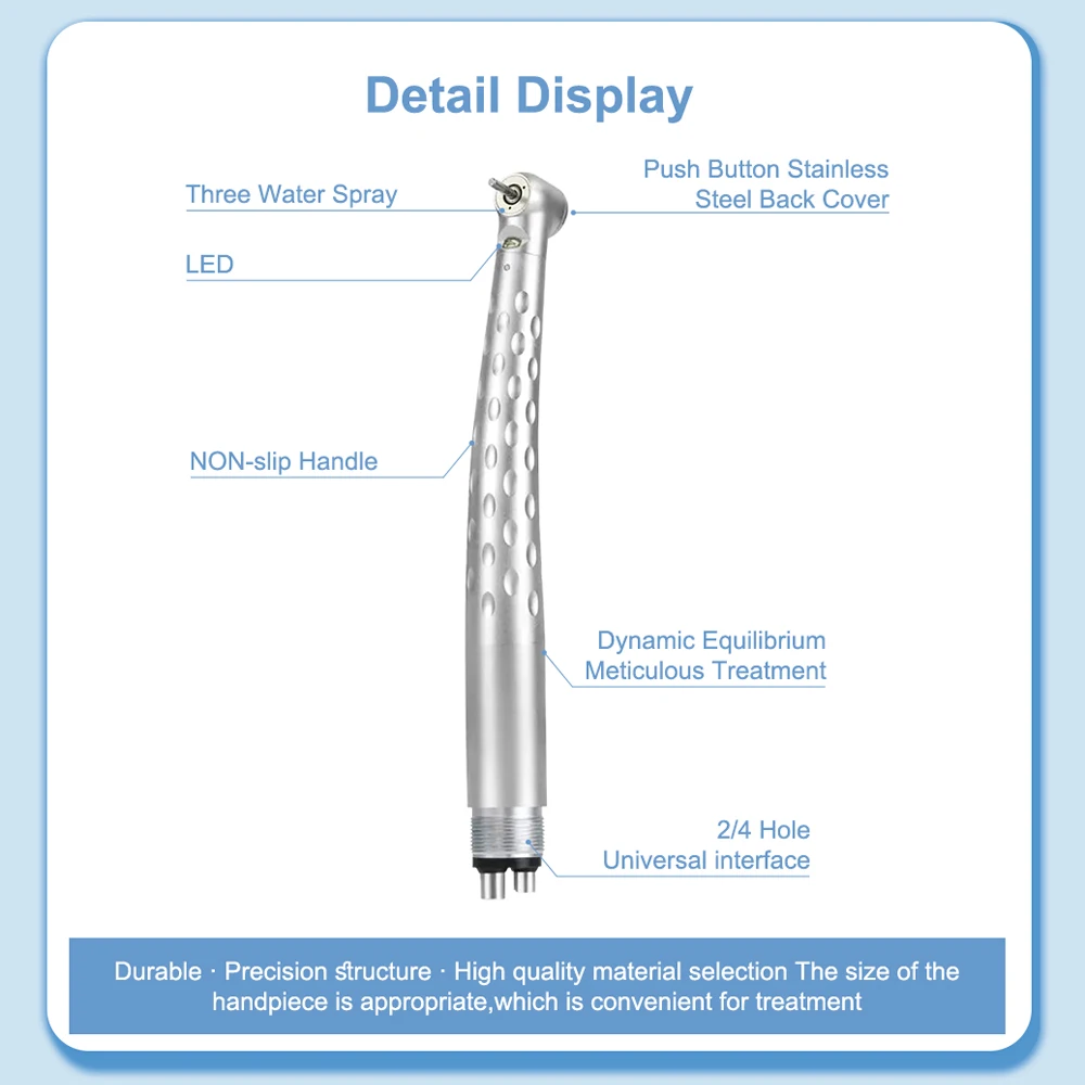 XYSZ Dental LED High Speed Handpiece Standard Head Air Turbine E-Generator Ceramic Bearing Dentist Tips Triple Water Spray