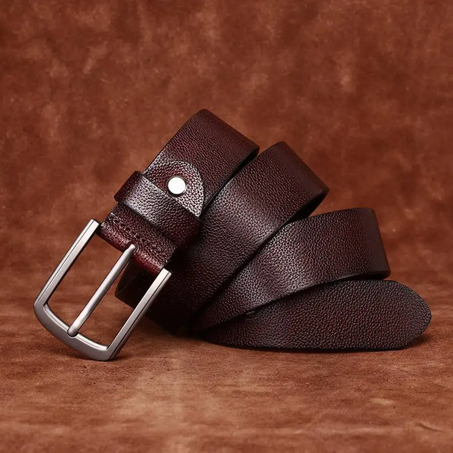 3.8 سنتيمتر العرض الصلبة النحاس مشبك الحبوب الكاملة جلد طبيعي أحزمة رجالي فاخرة مصمم عالية الجودة رجالي كاوبوي جلد البقر الطبيعي #4