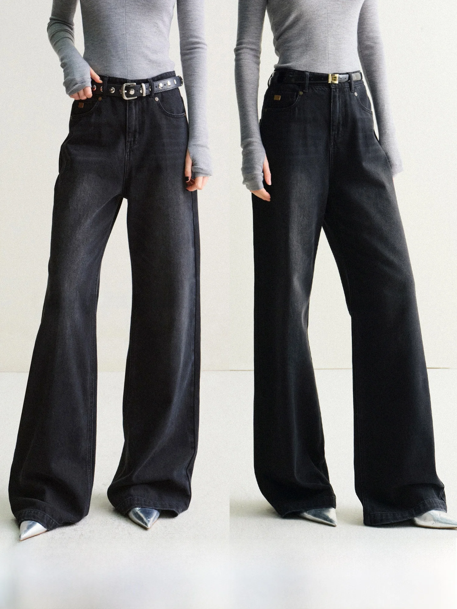 

Mogas Long een Spirit Брюки с высокой талией Тонкие прямые широкие джинсы из смеси хлопка Винтаж с завышенной талией Four Seasons Sle