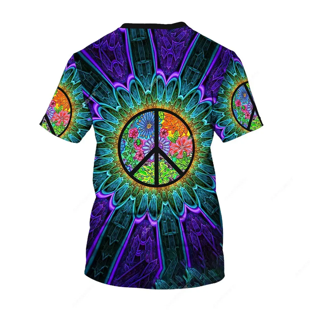 Jumeast Peace Love Hippie Men T-shirts 3D Print Vintage YK2 Unisex Baggy T Shirt Anti War Sign Clothes Streetwear Drip T-shirty