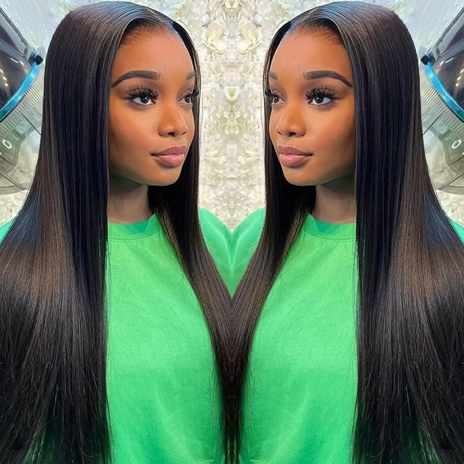 

Alimice Straight 5x5 HD Lace Wigs Natural Black Silky Human Hair Glueless Wig Pre Plucked Natural Hairline