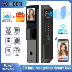 3D Face Tuya Or Wishome App Wifi Smart Door Lock With Fingerprint Key Card Nfc Rfid Unlcok 6068 Mortise Digital Lock