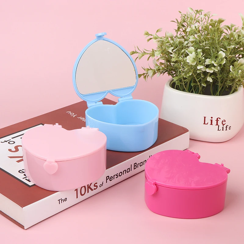 Heart-shaped Jewelry Box Jewelry Storage Box Desktop Student Double Mirror Make Up Organizer Box