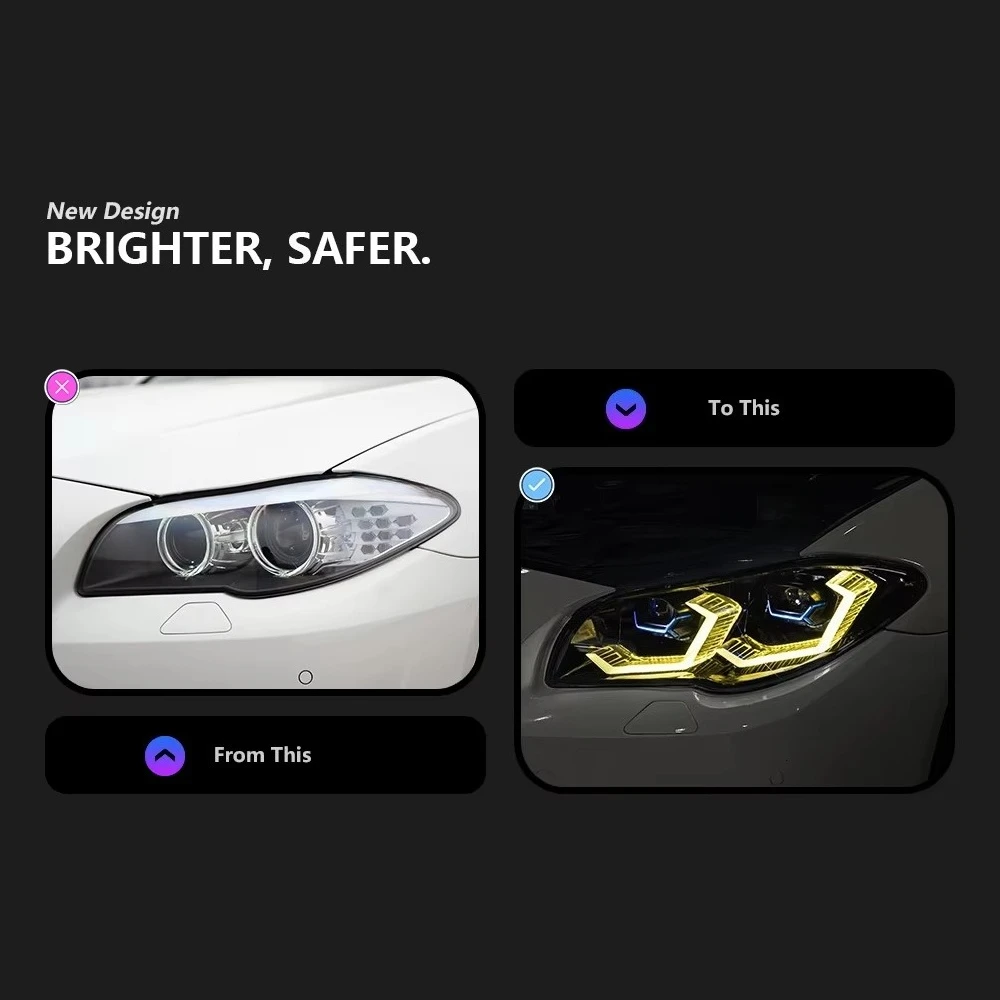 Headlight Assembly  Modification Dual-color LED Spoon-shaped  Lens