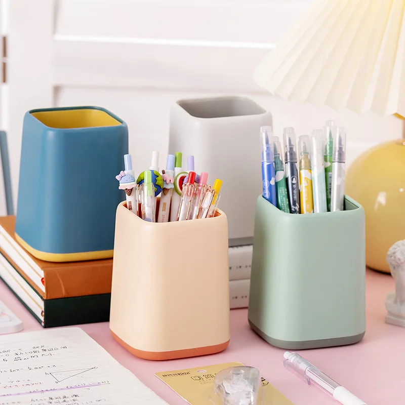 New Arrival Simple Series ABS Pen Holder Desk Organizer Storage Box Kawaii School Office Stationery