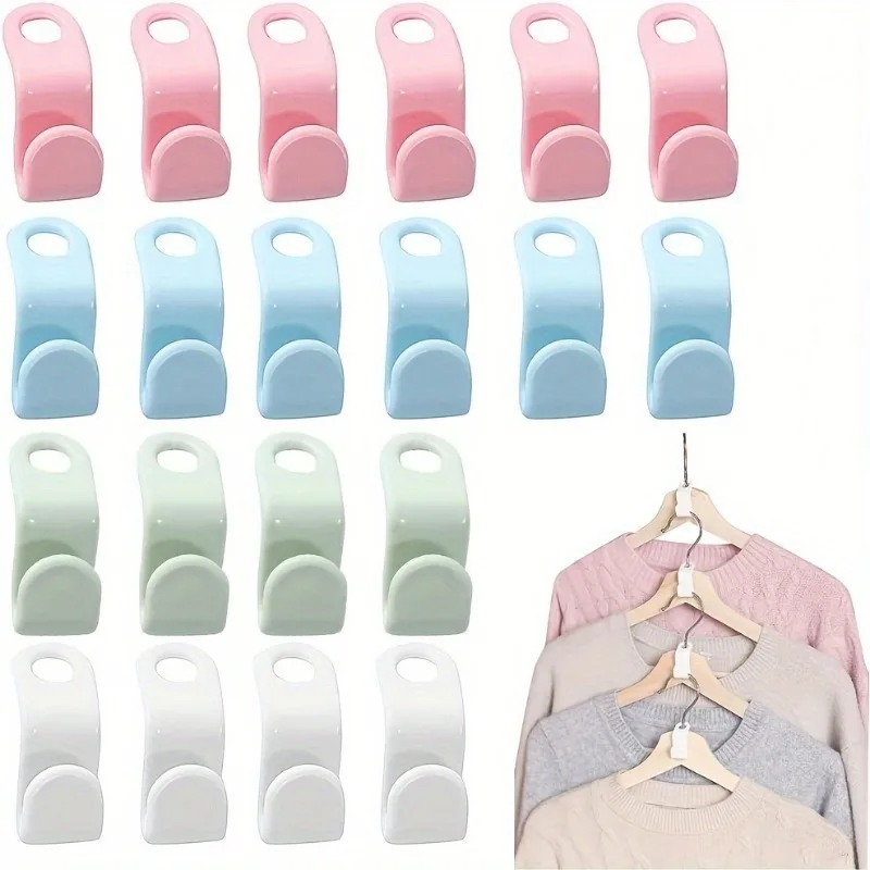 20/40pcs Hanger connecting hook S-type thickened plastic storage space saving multi-layer kitchen cabinet clothes brace Mixed co