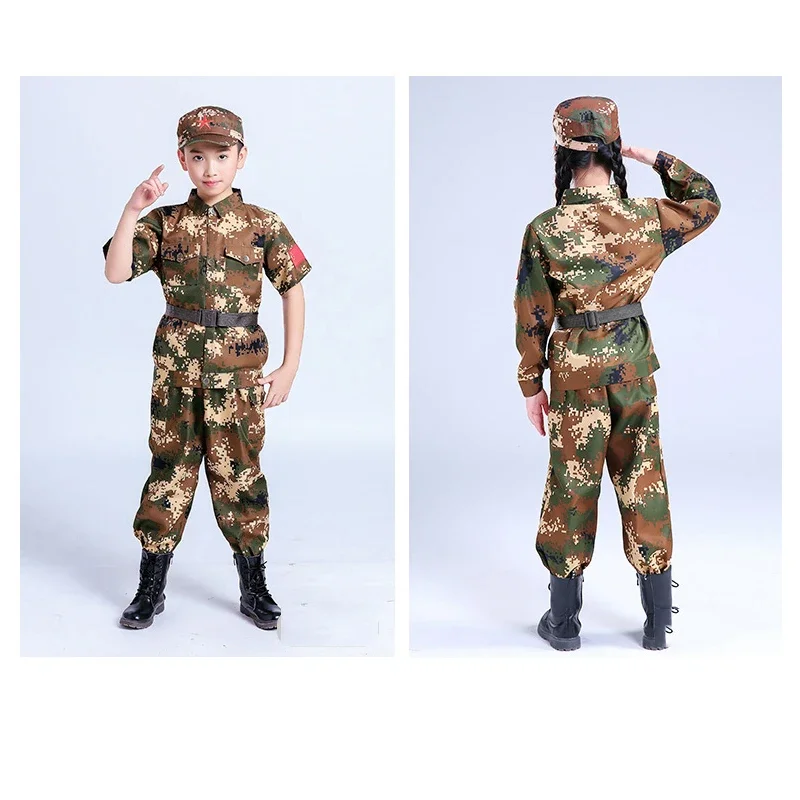 Dull-Uniforme Militaire pour la Journée des Enfants, Déguisement Camouflage, Costume d'Halloween pour Adulte, Enfant, Fille, Scout, Garçon, Soldat, Armée Trempé