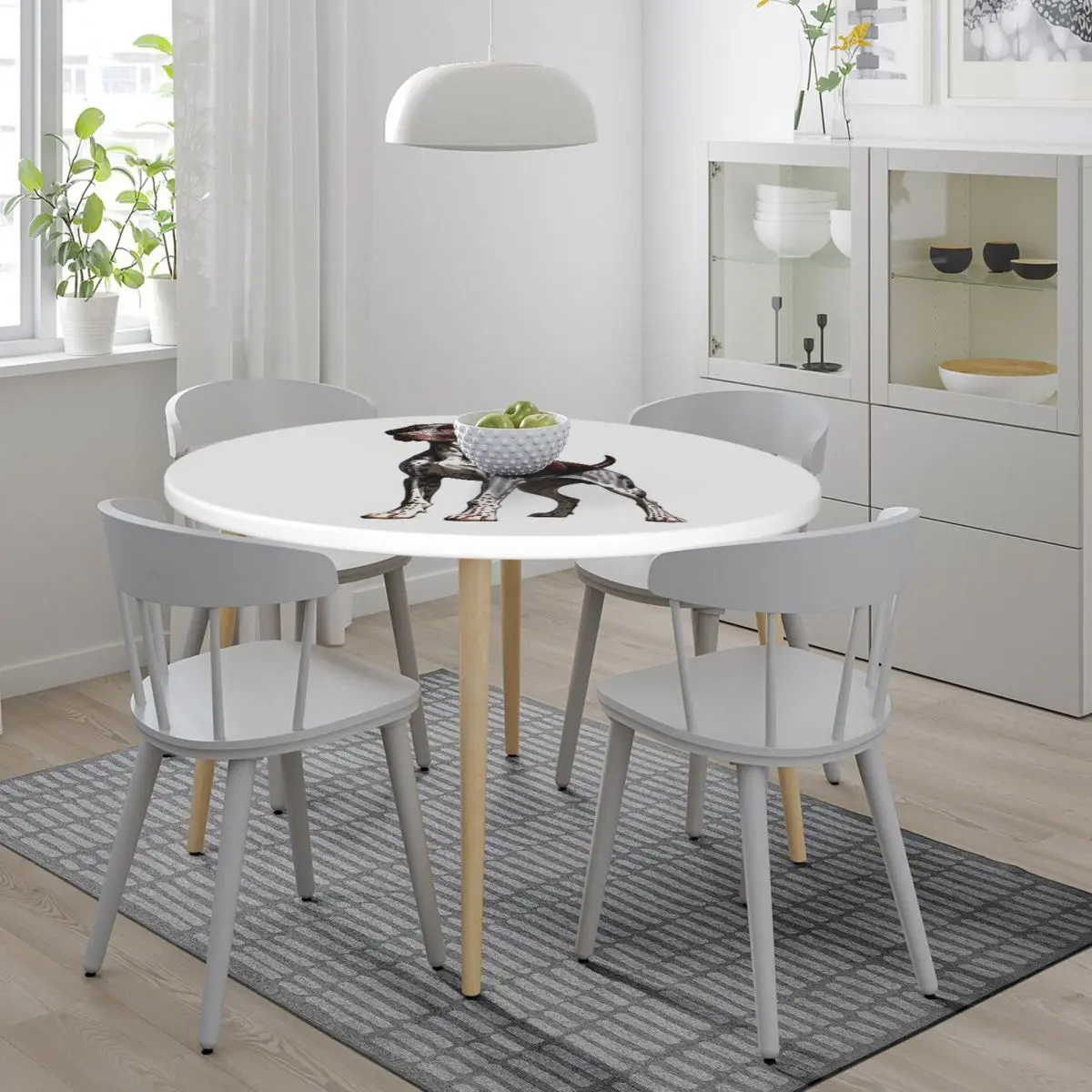 German Shorthaired Pointer Dog Bone And Paw Waterproof Round Tablecloth Oilproof Table Cloth Kitchen Events Dining Table Cover