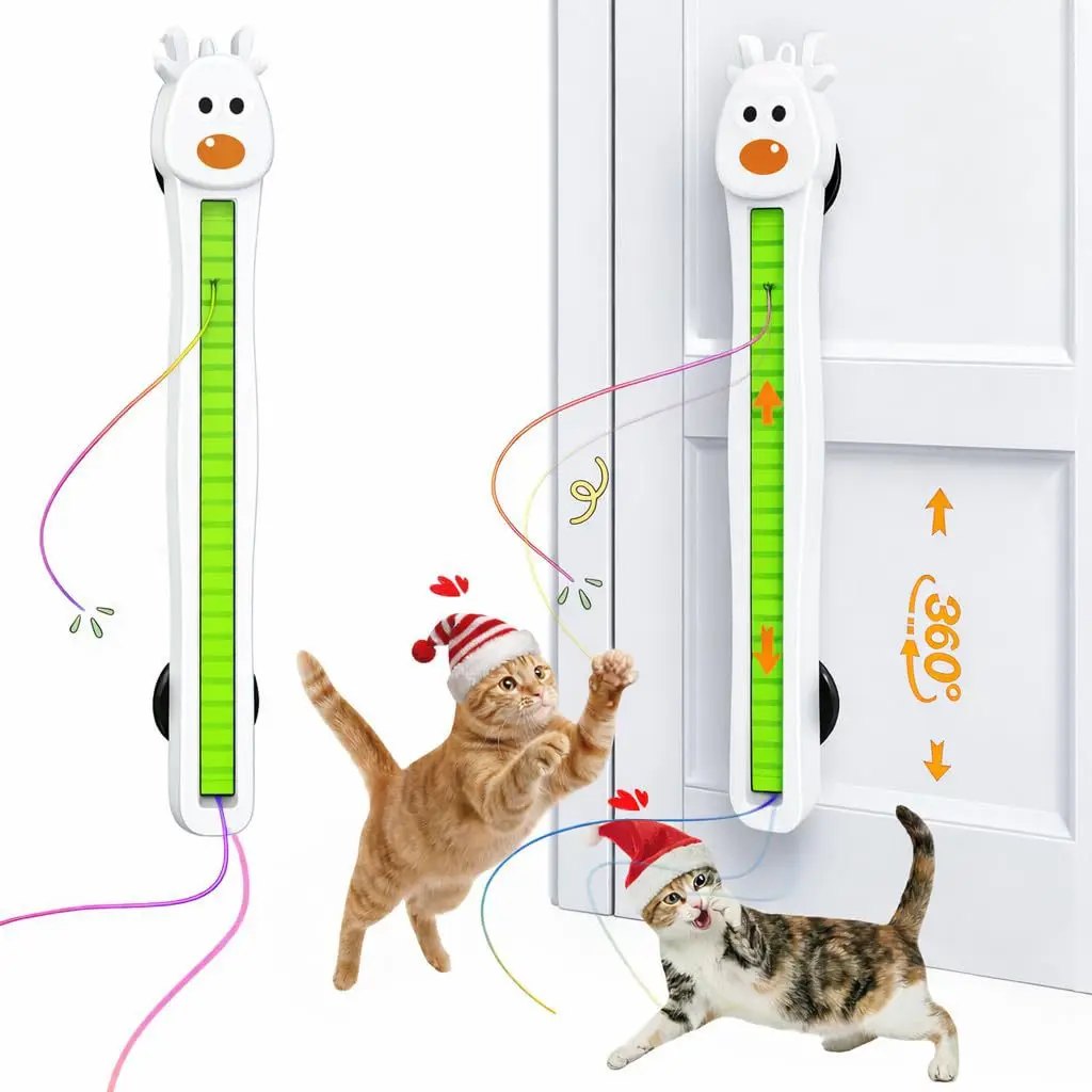 Fully Automatic Flying Rope Cat Toy Wall Mounted Giraffe Teasing Machine Auto Swing Rechargeable Interactive Cat Entertainment