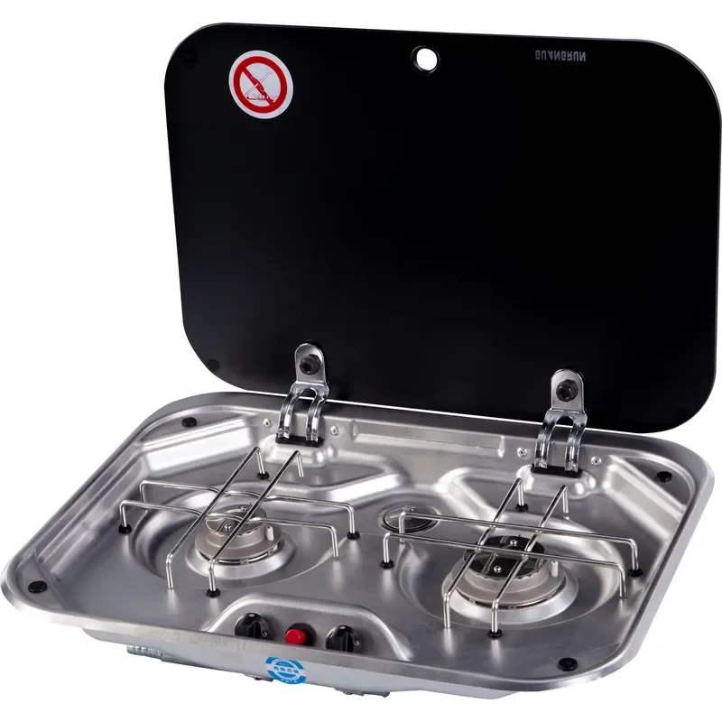 TYTXRV RV Kitchen Accessories 2 Burners RV Stove Stainless Steel Material with Tempered Glass Cover