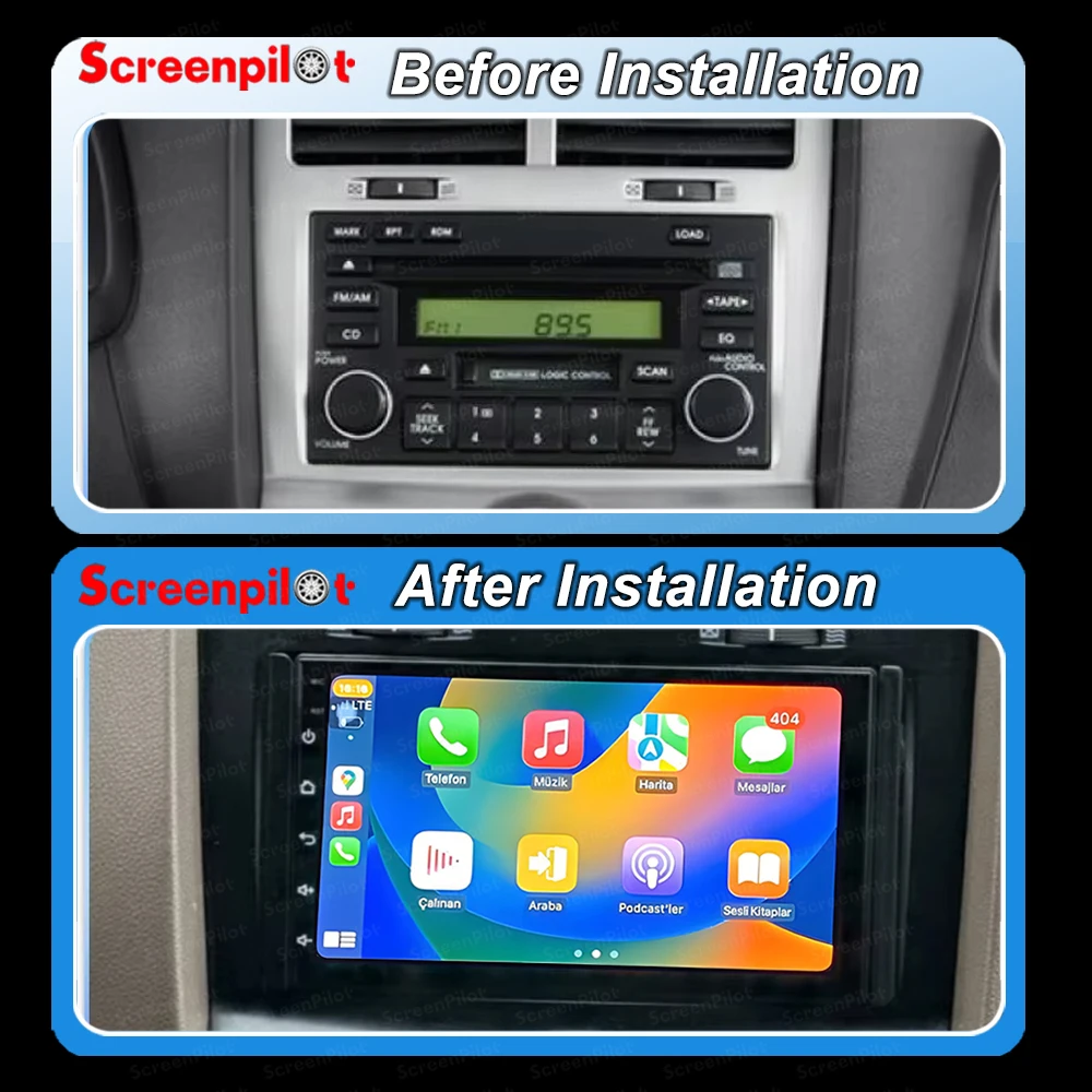 Android 16Car Radio For Kia Sportage 2 2004 - 2010 Carplay Auto FM Stereo Video Player Navigation GPS WIFI Head Unit Multimedia