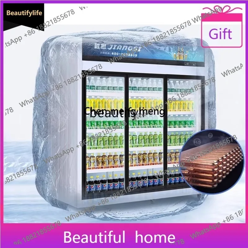 

a601 Left and Right Sliding Door Refrigerated Display Cabinet Commercial Beverage Cooler Air-Cooled Freezer Large Capacity