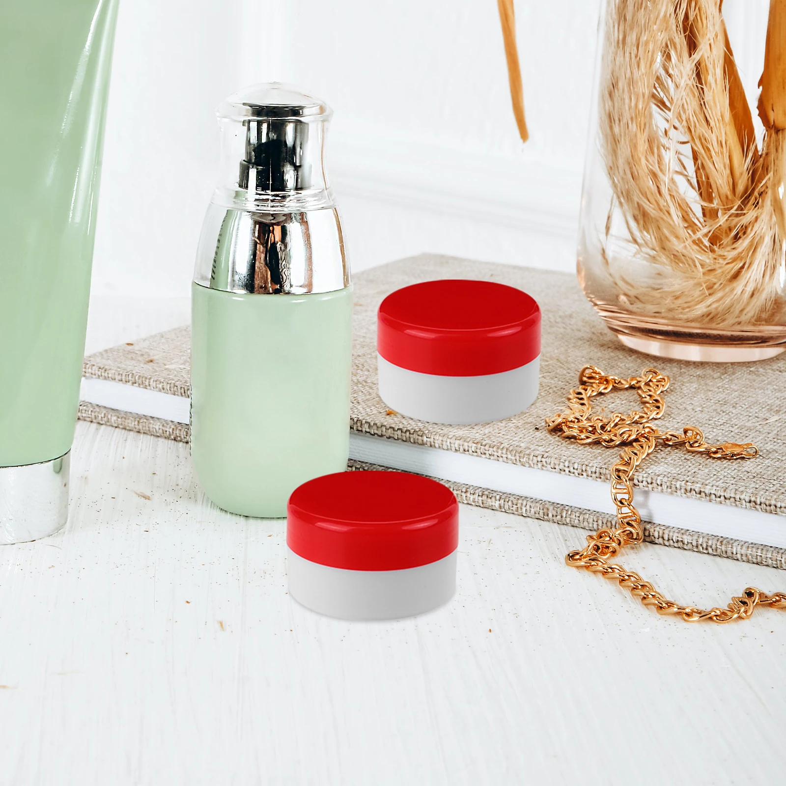 

6pcs 20g Cream Boxes Plastic Containers Round Lotion Jars Travel Size Red Green Blue Portable Packaging Bottle