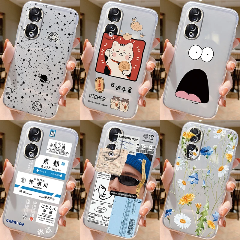 TPU Cartoon Patroon Case Voor Eer 90 Matte Transparante Protectio Cover Voor Honor90 Funda Schattige Kattenuil Coque Soft Labels Shell