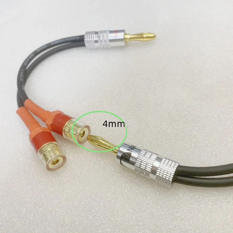 1 Paar Bananenstecker auf 2 Bananenbuchsen Kupfer-Audiokabel-Splitter für Verstärker zum Anschluss von Lautsprechern – Detail 5