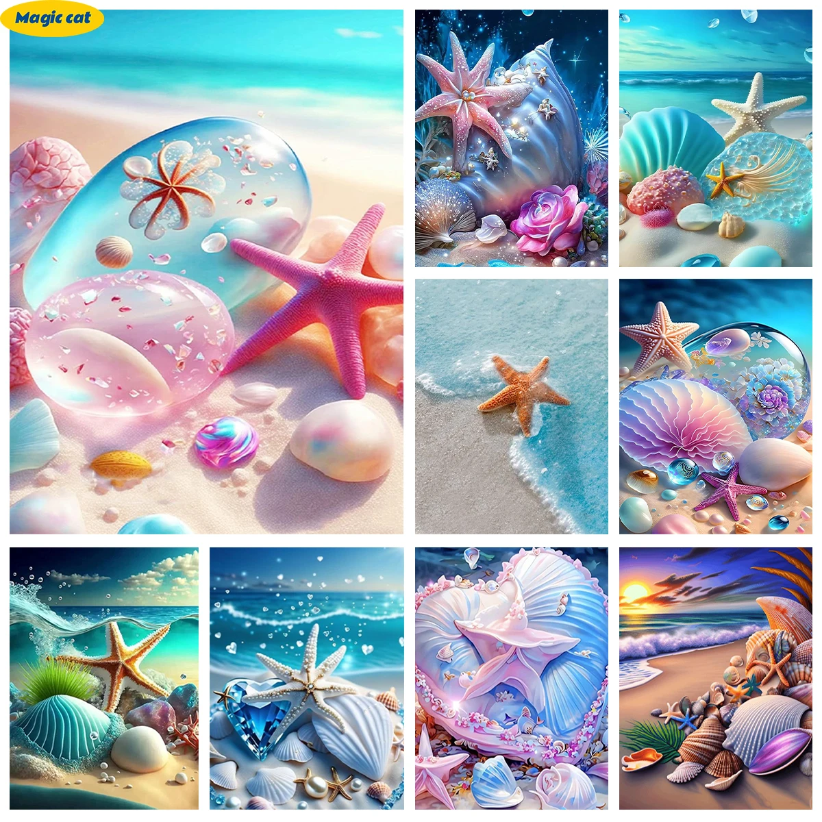 

Starfish 5D Diamond Painting Kit Sea Star Diy Diamond Embroidery Cross Stitch Mosaic Mural Undersea Animals Home Wall Decor Gift