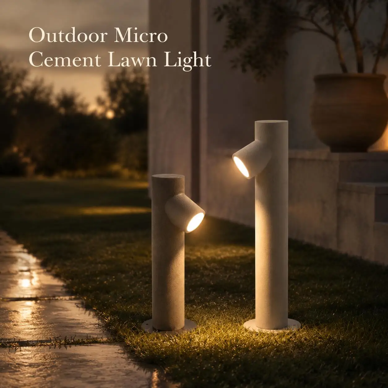 Outdoor Waterproof Micro-Cemen Landscape Light Garden Pathway Lawn Lamp Sandstone Black/White Finish Warm Glow 40/60cm for Patio