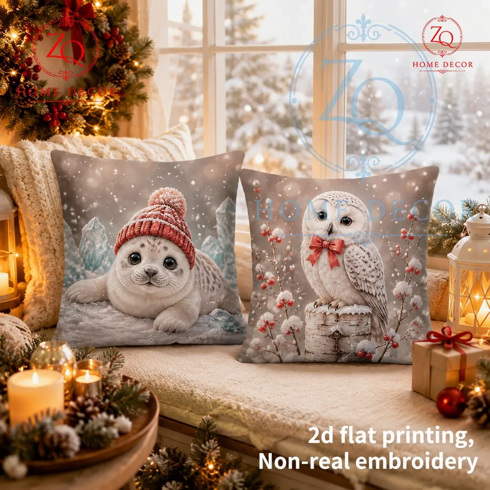 The snowy owl  seal motif crees a warm  comting mosphere perfect  Christmas decor  enhancing the festive style  your home.
