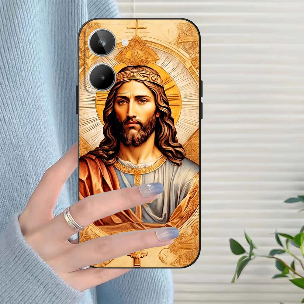 Black tpu Case For Realme C3 C30S C33 GT2 PRO C35 C20 C21 C21Y C25 C25Y C25S C11 2021 2020 cover Jesus Cristo