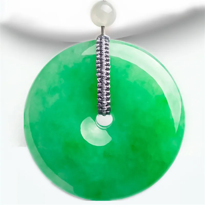 Natural Green Jade Donuts Necklace Men Women Genuine Myanmar Jadeite With Certificate Burma Jades Stone Donut Pendant Necklaces