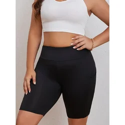 Fashion Women's Plus Size S-5XL High Waisted Black Pocket Swim Shorts Show Off Your Taste with Minimalist Beauty
