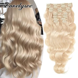 Extensiones de cabello humano con Clip ondulado para mujer, 100% brasileño, Remy, extensión de cabello Ins, Clips de cabeza completa, 10 Uds.