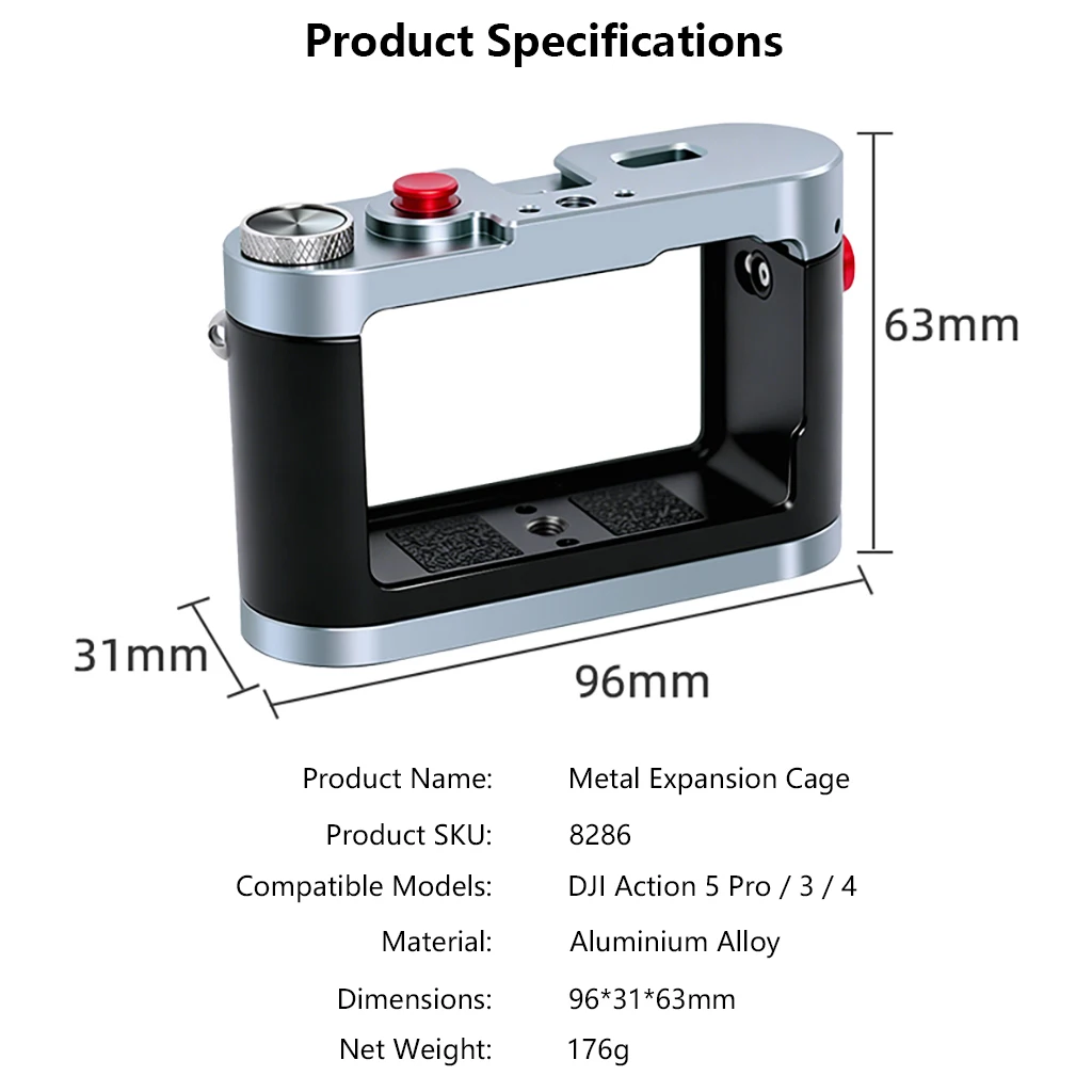 Für DJI Action 5 Pro 4 3, Schutzrahmen, Kombi-Käfig, ultraleichter Rahmen aus Aluminiumlegierung mit Schnellverschluss-Magnetadapter – Detail 32