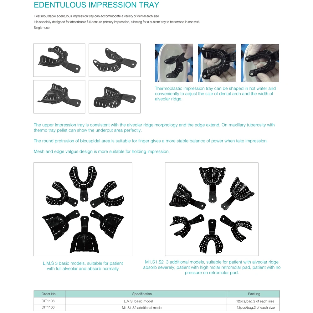 Edentulous Impression Tray Dental Products Materials Kit Thermoplastic Heat Mouldable Plastic Full Denture Dentpark Dentist Tool