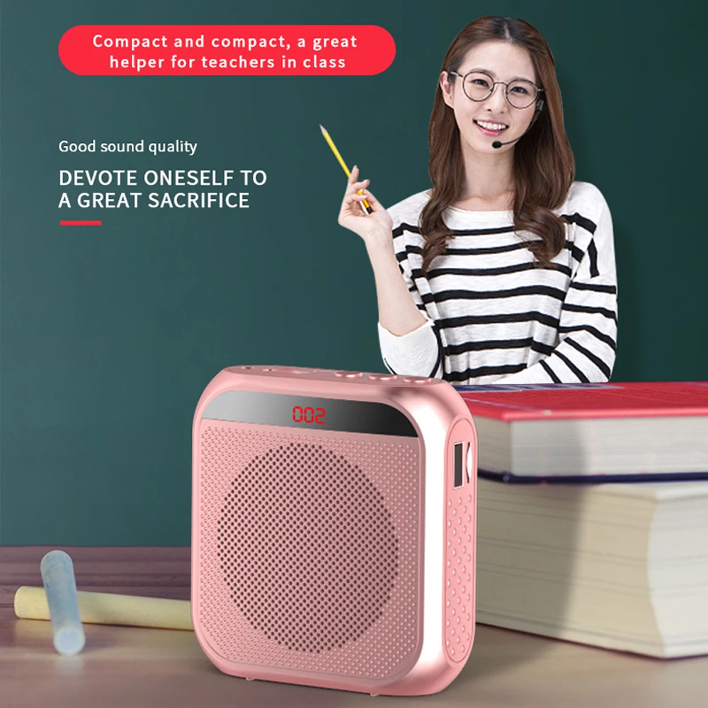 Portable Voice Amplifier, Mini Rechargeable Screen Display Audio Speaker With Microphone Ultralight Loudspeaker for Teachers.