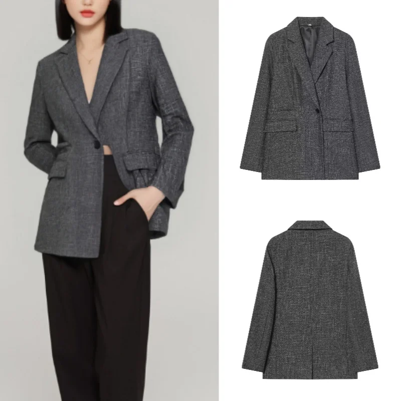 Veste de costume droite en laine mélangée de haute qualité, élégante et à la mode, nouvelle collection automne/hiver 2025