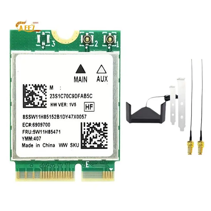 AEE7-RTL8922AE Wifi7 Card+Rotating Antenna 2.4G/5G/6G 6338Mbps Bluetooth5.4 M.2 NGFF Wireless Wifi Adapter Card For Win10/11