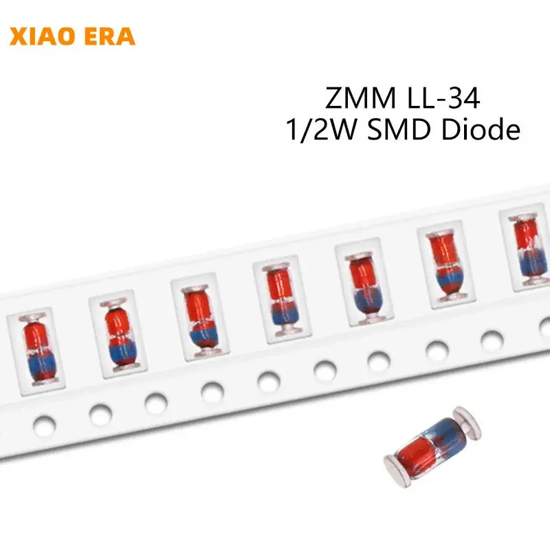 50Pcs 0.5W SMD Zener Diode ZMM9V1 ZMM10V ZMM11V ZMM12V ZMM13V ZMM15V 16V 18V 20V 22V 24V 27V 30V 33V 36V 39V 43V 47V LL-34 ZMM