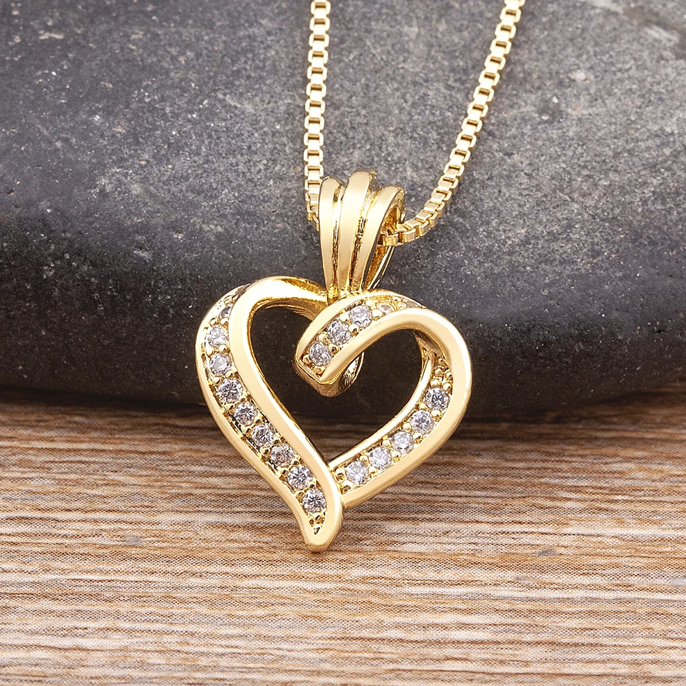 Nidin Fashion Creative Spiral Design Heart Pendant Necklace For Women Lovers Clavicle Chain Chocker Female Cute Zircon Jewlery