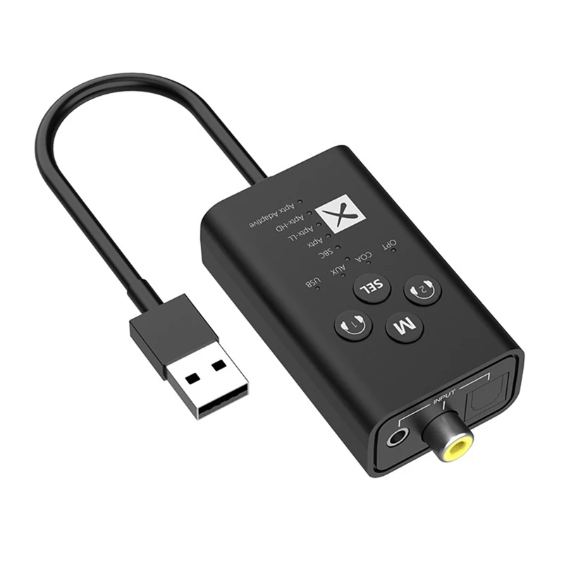 Transmetteur audio Bluetooth 5.2 Aptx LL HD adaptatif USB, adaptateur sans fil coaxial à fibre optique AUX, 24 bits, 3.5mm