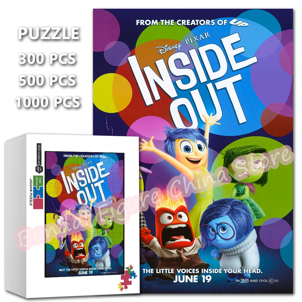 Disney Pixar Animation Cartoon Inside Out2 Jigsaw Puzzles 300/500/1000 Pieces Puzzles for Adults Children Educational Toys Gifts