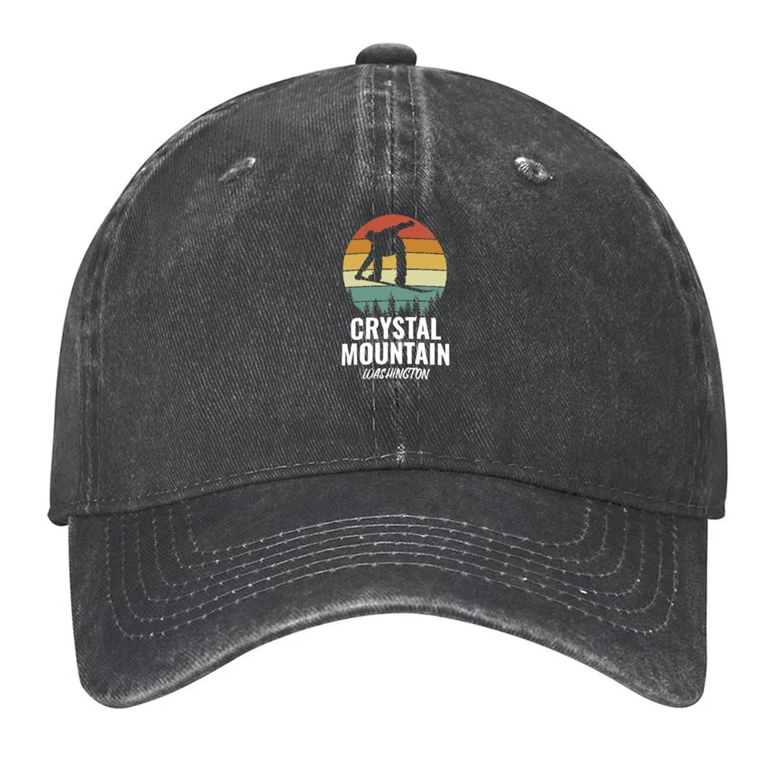 

crystal mountain snowboarding washington vintage sunset Baseball Cap tea Hat Beach Bag Caps For Women Men's
