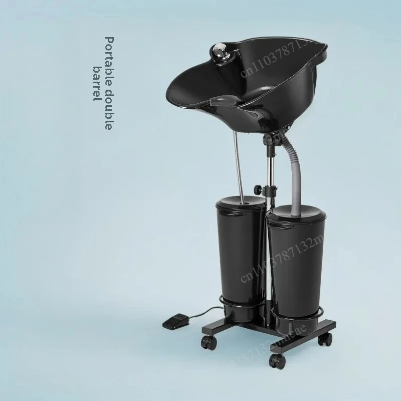 Portable Vertical Shampoo Basin With Water Pump Movable Double Bucket Hair Washing Sink For Barber Shop Home Hairdressing Salon
