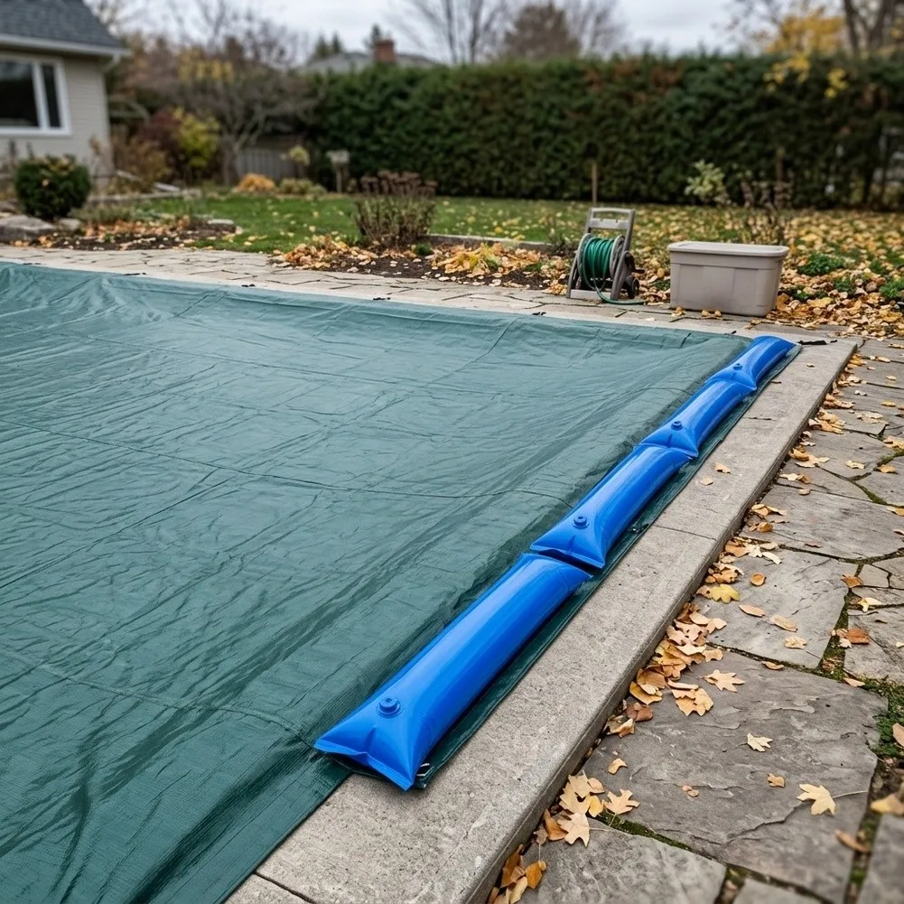 3 Meter PVC Pool Cover Water Bags Blue Set of 4 for Securing Pool Covers Against Wind Snow and Debris in Winter
