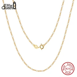 Effie Queen Italian 925 Sterling Silver Diamond-Cut Figaro Link Chain Necklace for Women Fashion Necklace Birthday Jewelry SC27