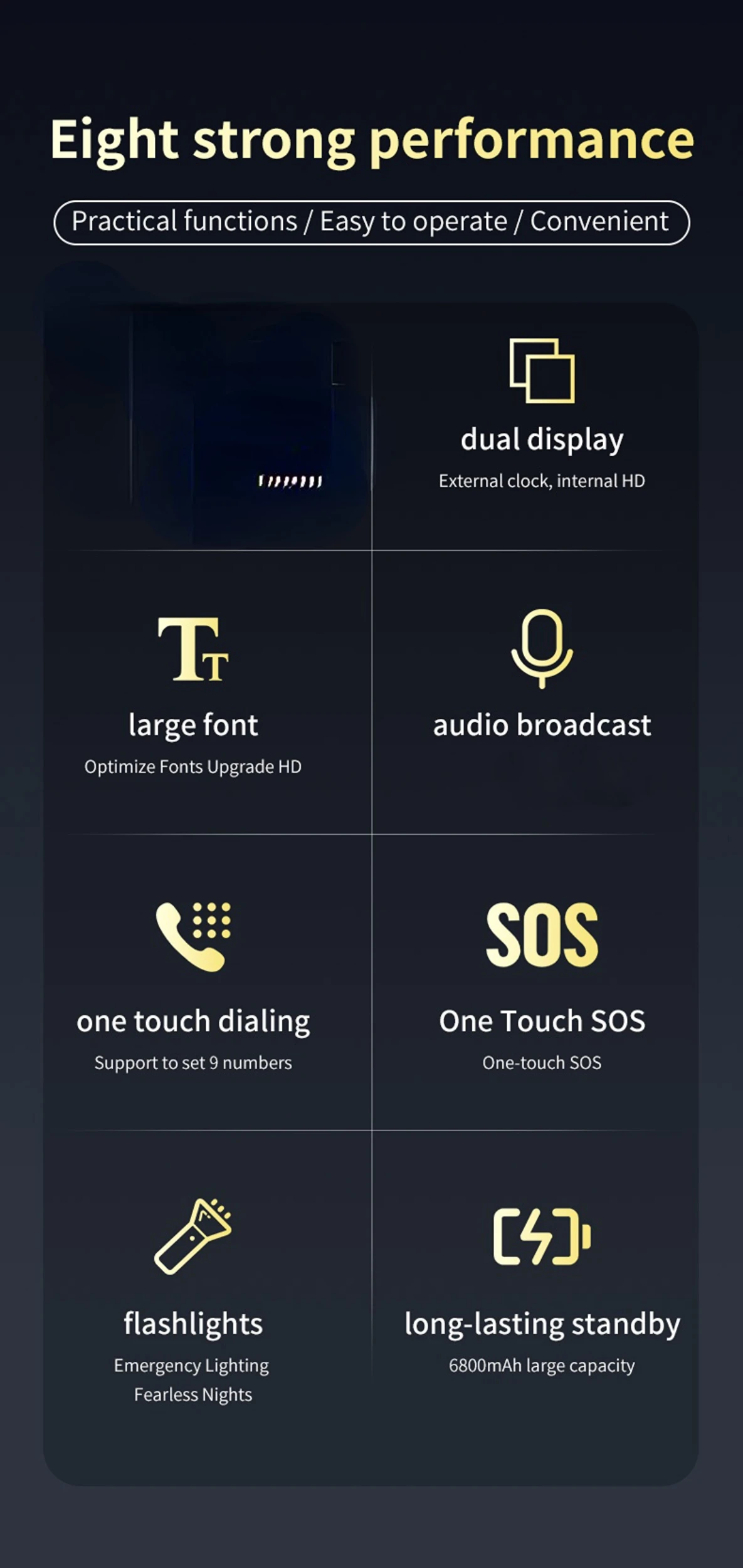 2G Outdoor Folding Senior Phone With Strong Battery Two Big Display Dual Sim Large Button SOS Key Speed Dial Loud Voice Phone