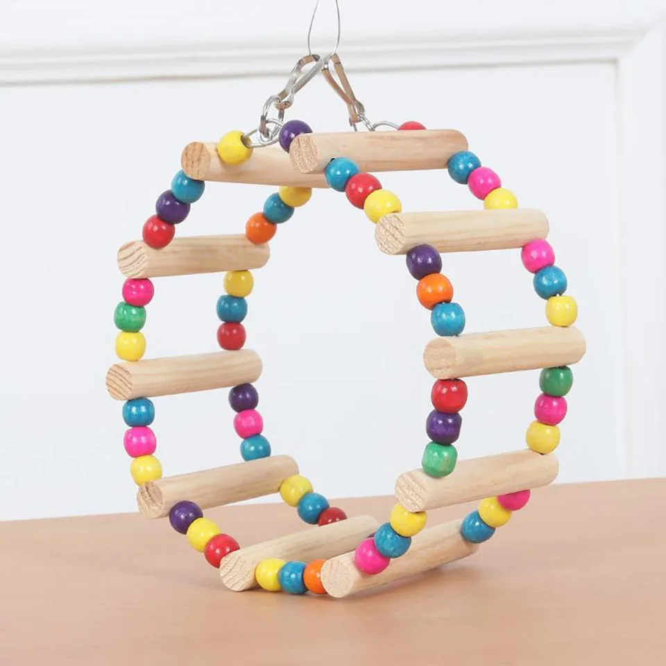 

Pet Circle Ring Stand Swing Birds Swing Wooden Bridge Ladder Climb Cockatiel Parakeet Budgie Parrot Pet Toy